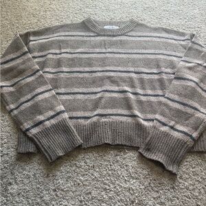 Carly Jean Los Angeles Striped Brown and Gray Sweater